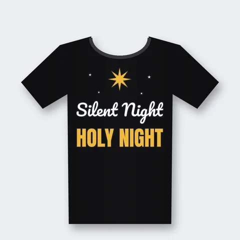 Silent Night Holy Night design on a black t-shirt