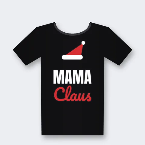 Mama Claus design on a black t-shirt