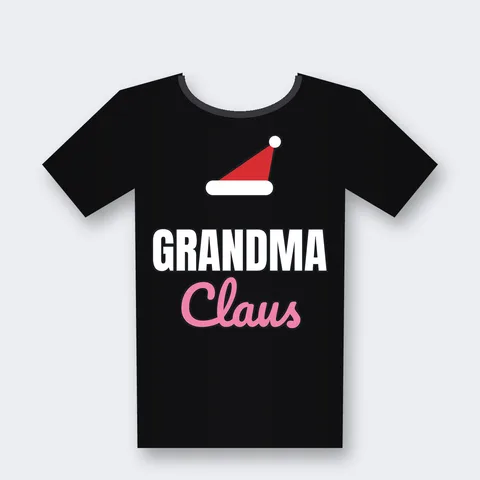 Grandma Claus design on a black t-shirt