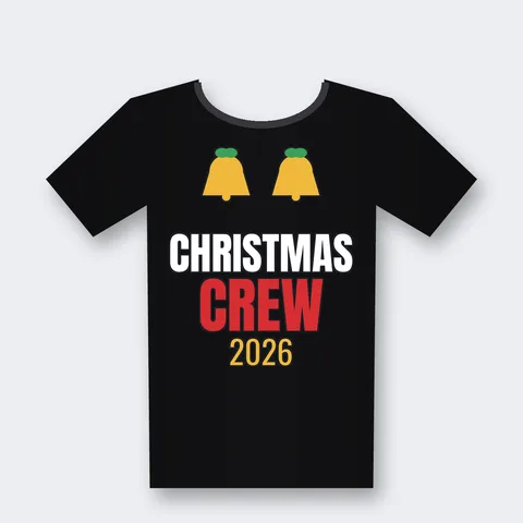 Christmas Crew 2026 design on a black t-shirt